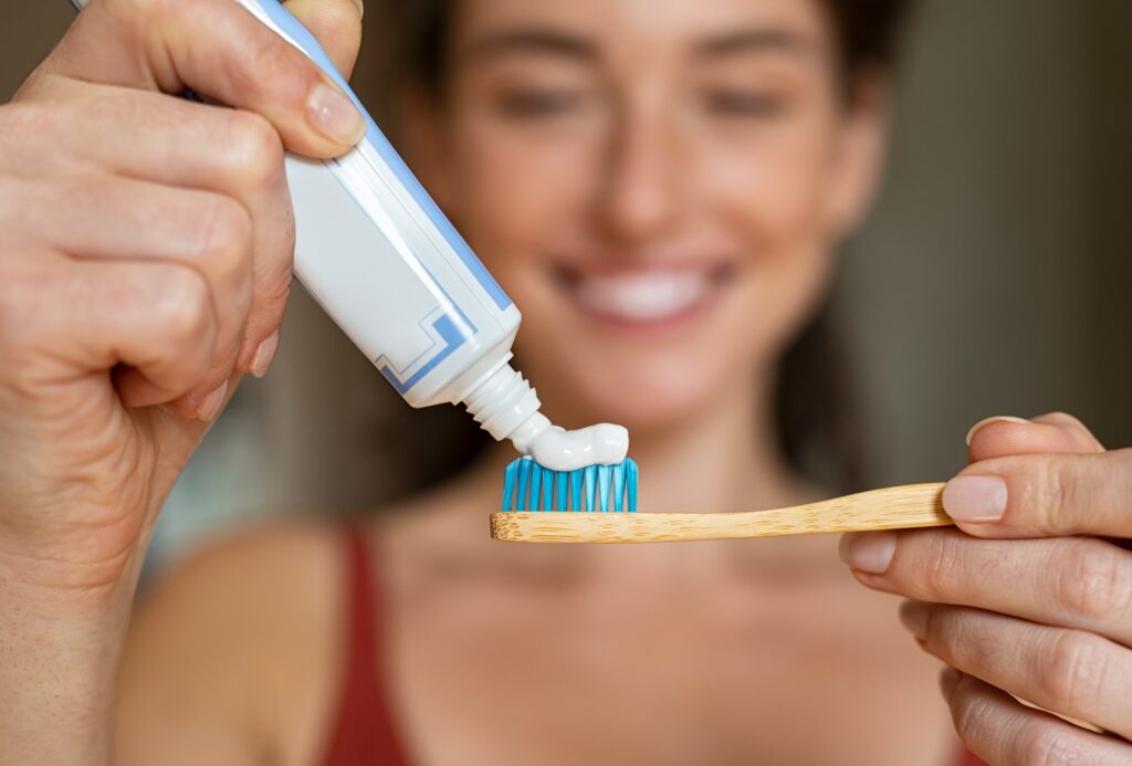 Bamboo toothbrush with charcoal toothpaste at Mary St Dental Gympie