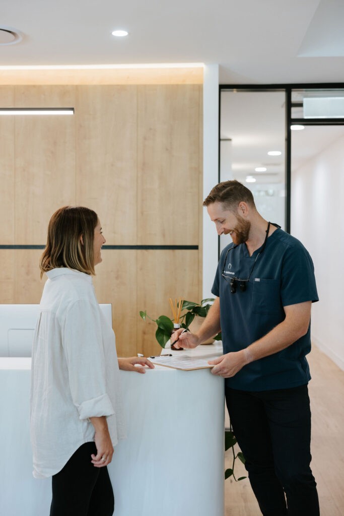 Dentist performing a dental crown procedure at Mary St Dental Gympie