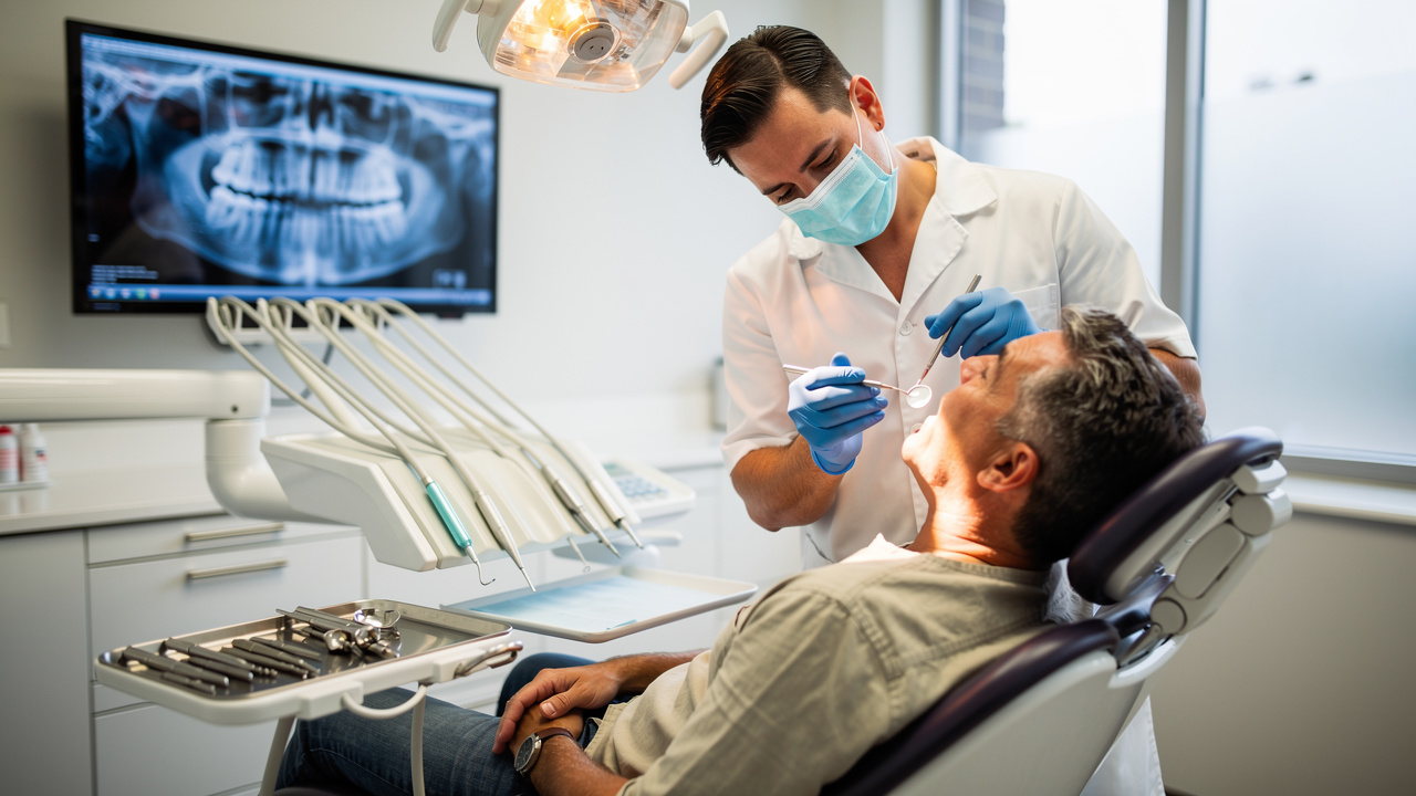 Emergency dentist providing urgent same-day tooth pain relief