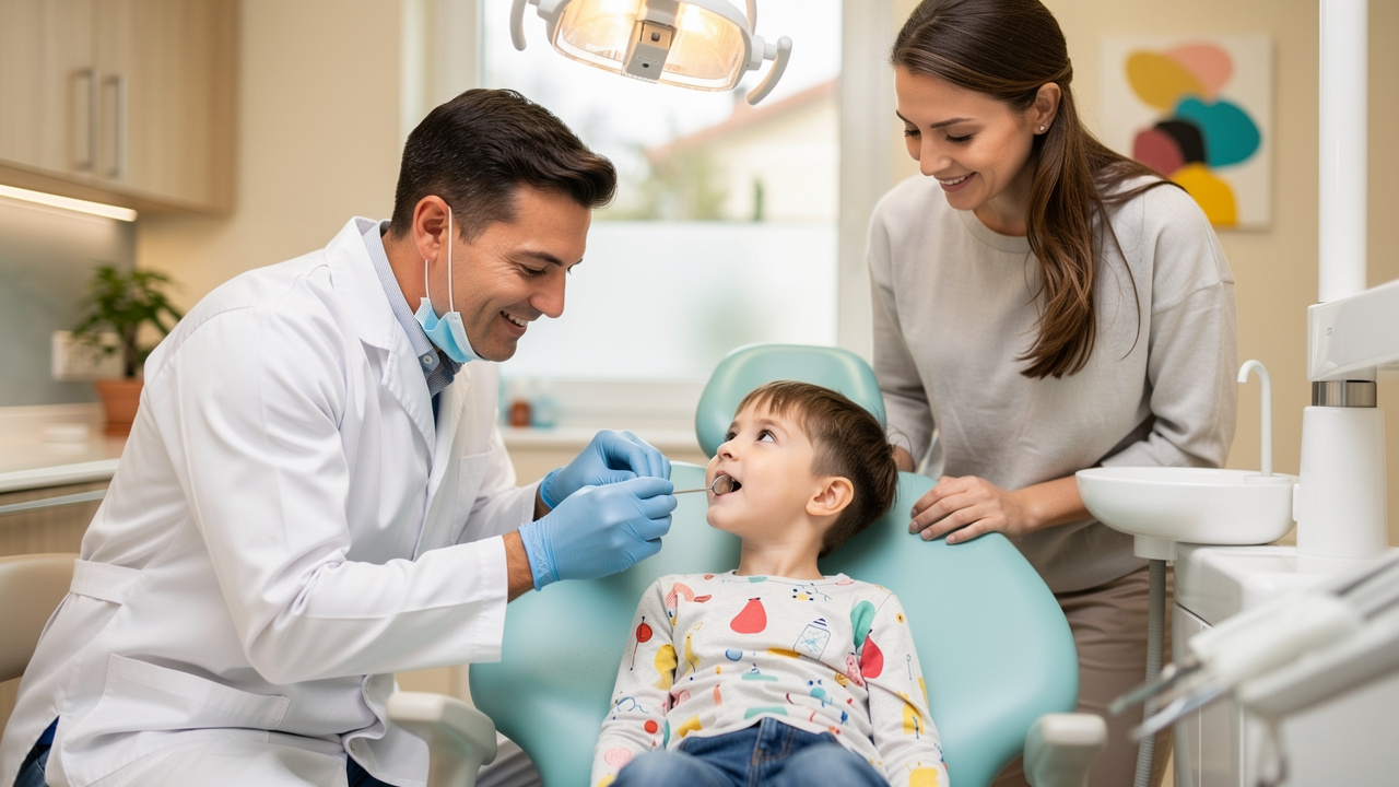 Young child relaxed during first gentle dental checkup